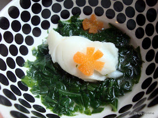 poached cod with baby spinach