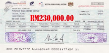中央政府拨款 - RM230,000.00