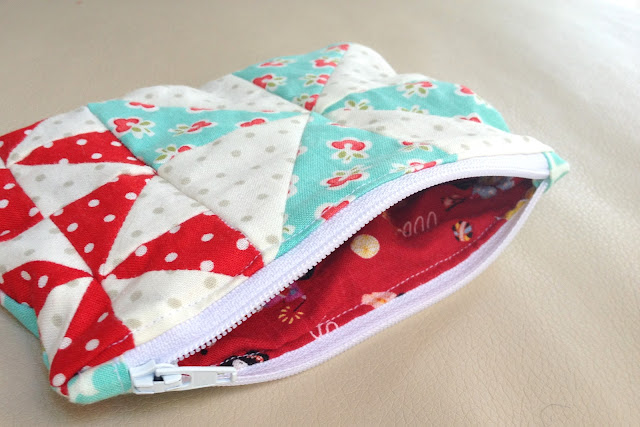 Lined zippered pouch