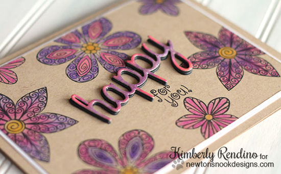 Happy for you Flower card by Kimberly Rendino | Beautiful Blossoms Stamp set by Newton's Nook Designs