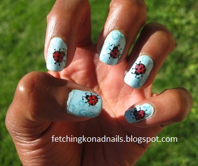 ladybug nails fetching konad