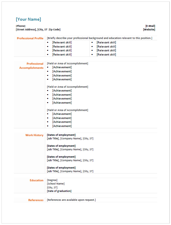 resume order