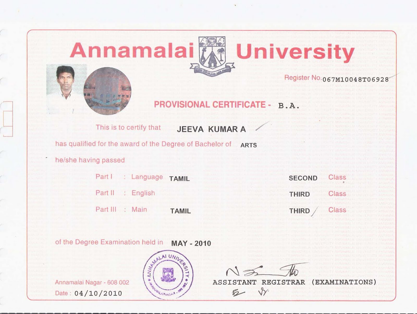 ba certificate