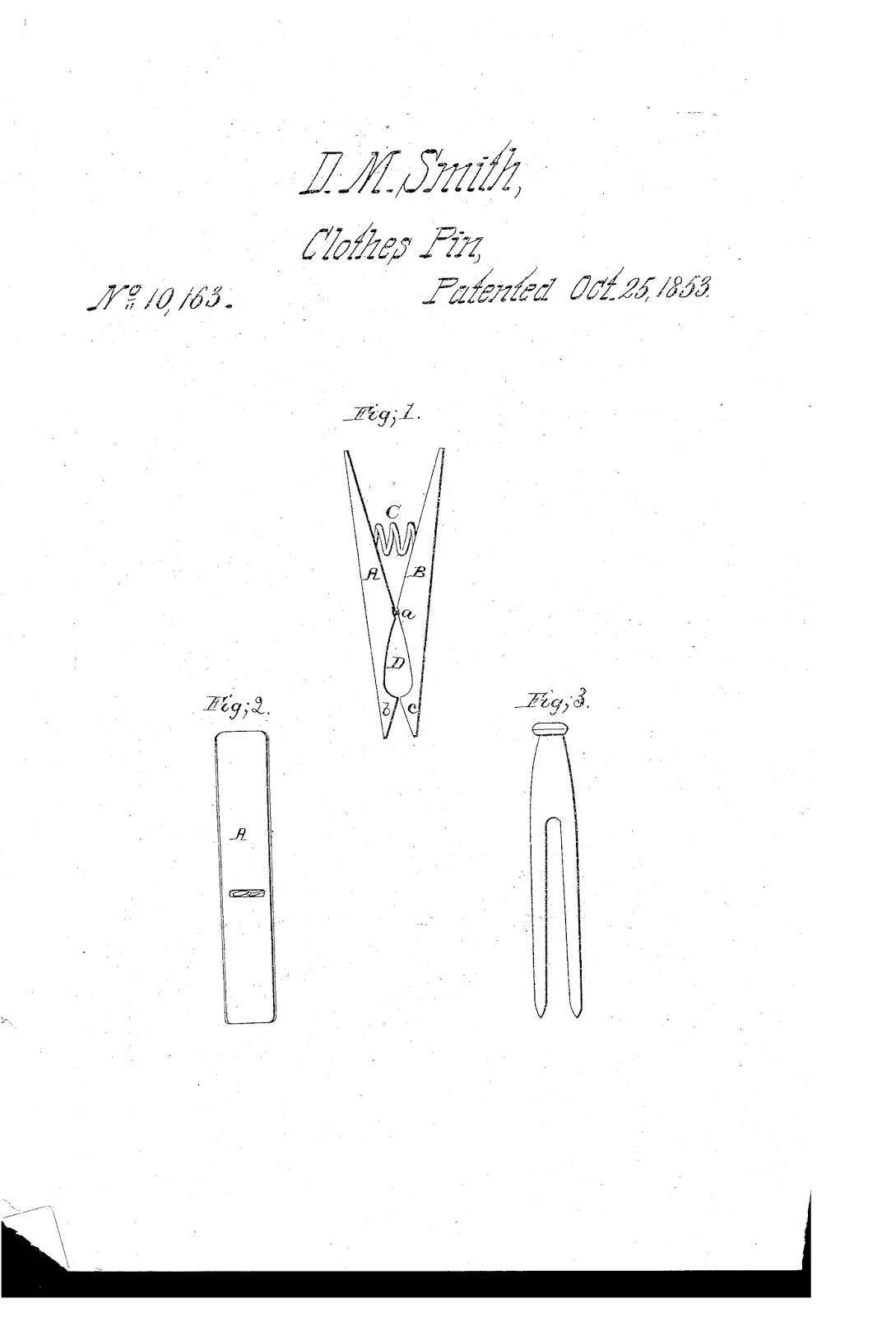 Vintage Clothespins Patent Drawings
