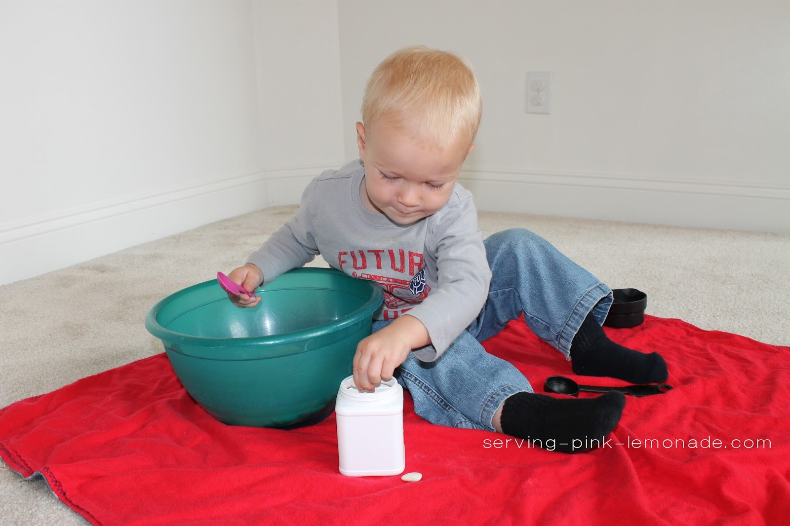 Serving Pink Lemonade Lima Bean Sensory Play