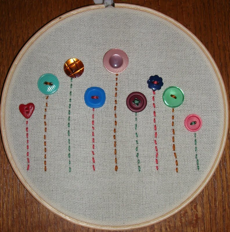 Embroidered Flowers with Buttons and Felt My Girlish Whims