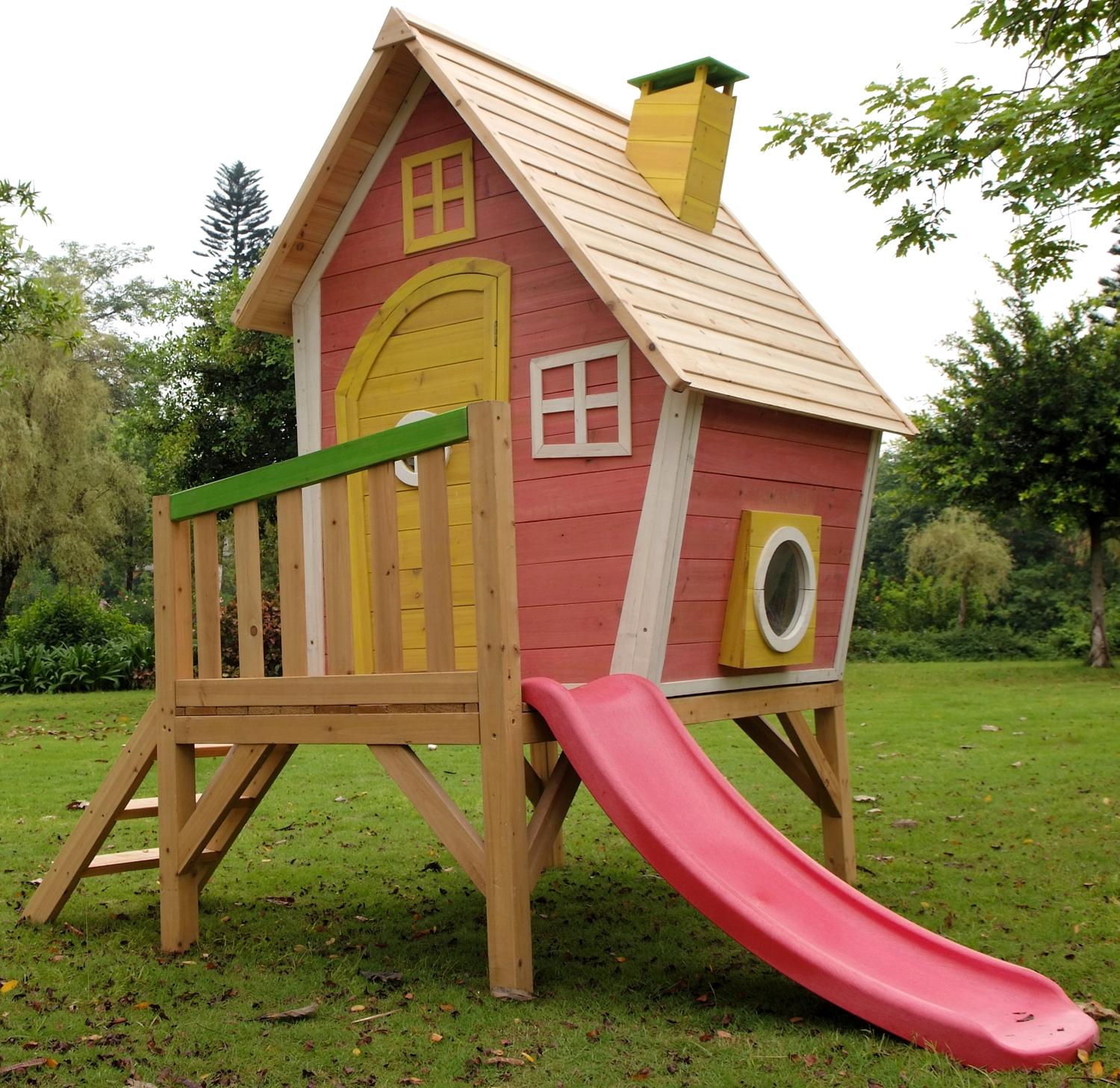 garden playhouse with slide