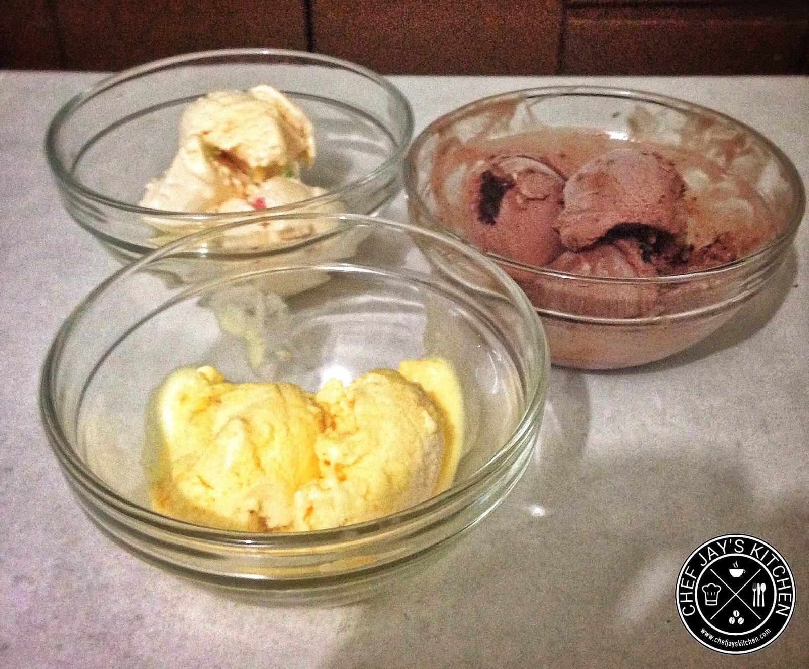 Selecta Ice Cream Flavors: Mais Con Quezo, Choco Almond Fudge, and Fruit Salad
