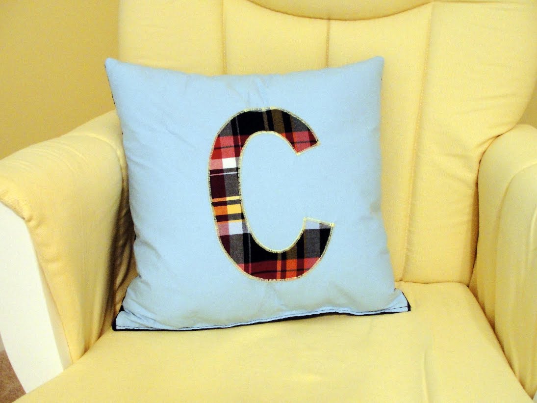 The Pursuit of Happiness Embroided Initial Pillow for Nursery