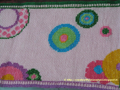 Cross stitch floral table runner