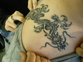 Black ink Chinese Dragon Tattoo