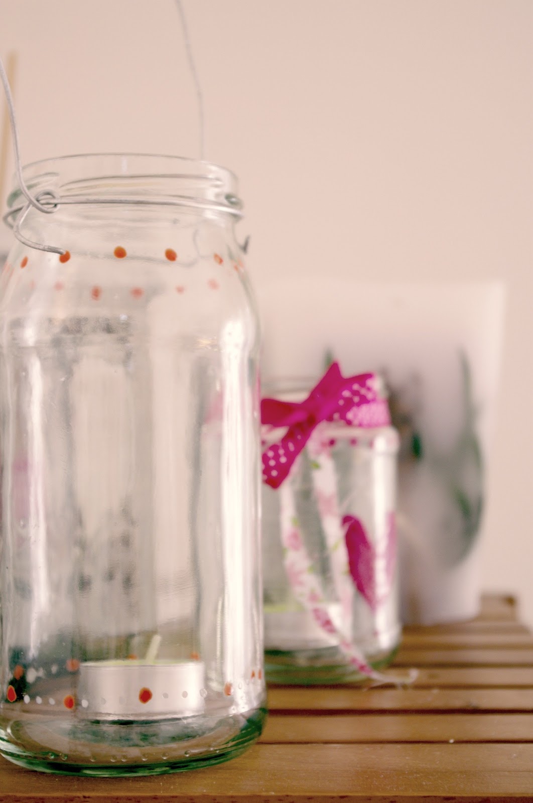 DIY Recycling Jam jars into candle holders! chalkandcheese