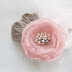 Handmade Fabric And Feather Flowers