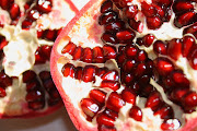 Autumn Treats. Delicious Organic Pomegranate (open pomegranate fruit)