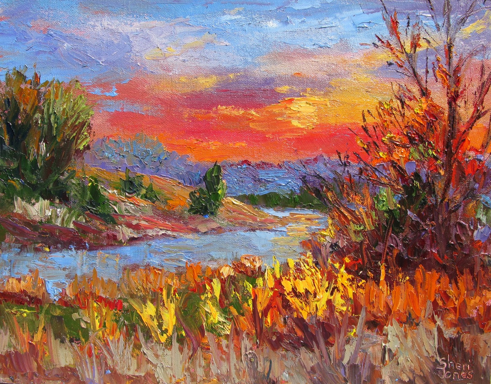 Sheri Jones Daily Painting Journal: Fiery Sun Light, Contemporary