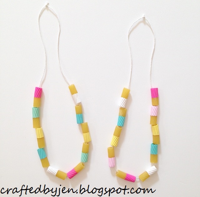 DIY ColorBlock Noodle Necklaces