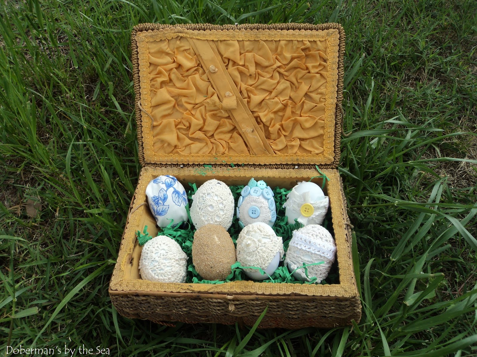 Doberman's by the Sea Vintage Easter egg basket