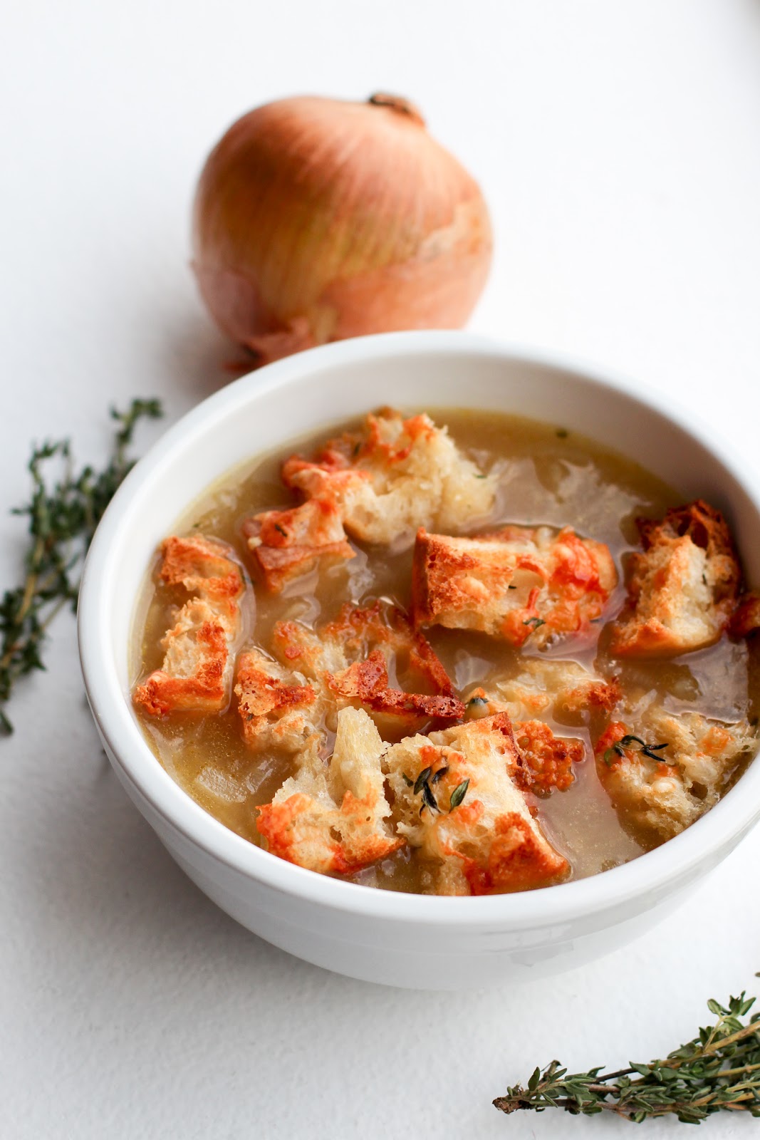 Lake Shore Lady French Onion Soup with Gruyere + Thyme Croutons