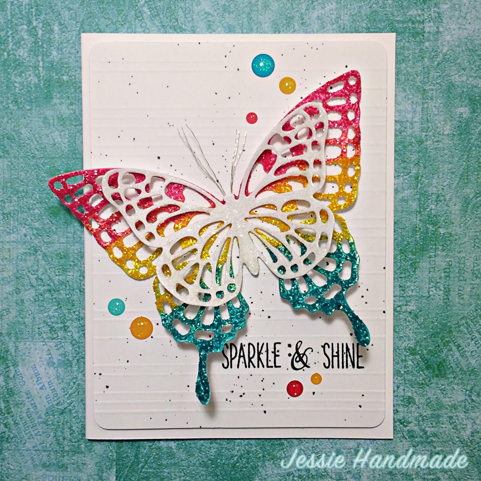 Butterfly Card with Tim Holtz Distress Glitter (White Background