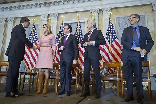 Queen Maxima of the Netherlands participates in the Financial Inclusion Forum at the Treasury Department in Washington