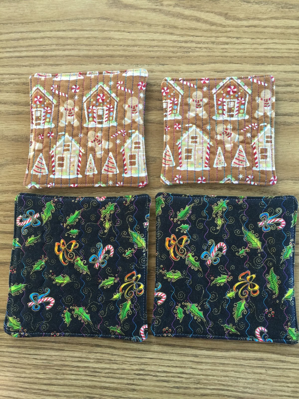 cinnamon holiday mini quilt and 4 coasters