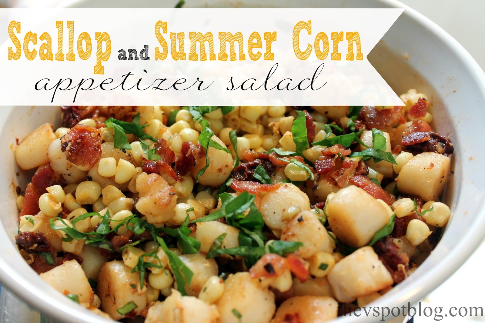 Scallop, corn and bacon appetizer. (Um, salad...?) The V Spot