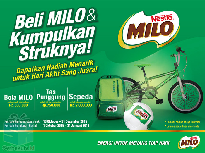 Promo Milo Berhadiah Langsung Sepeda, Tas & Bola