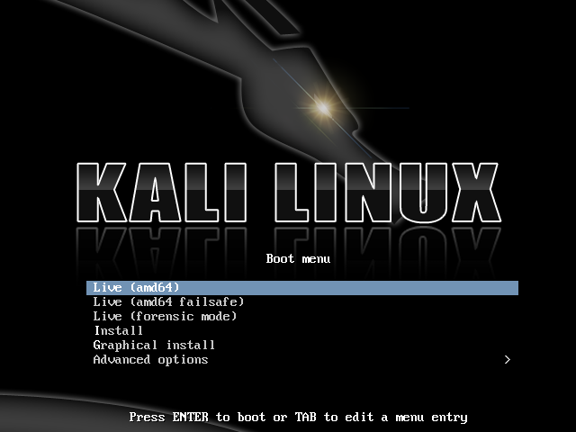 Kali Linux 開機選單（boot menu）