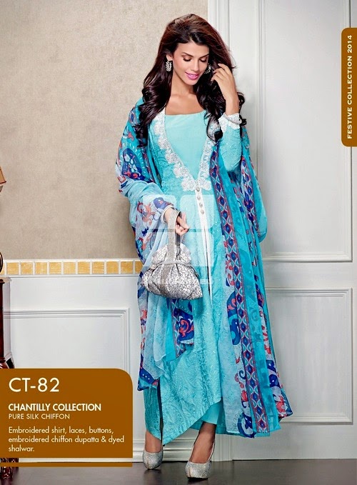 Gul Ahmed Shop Presents Chantilly de Chiffon Eid Festive Dresses 2014