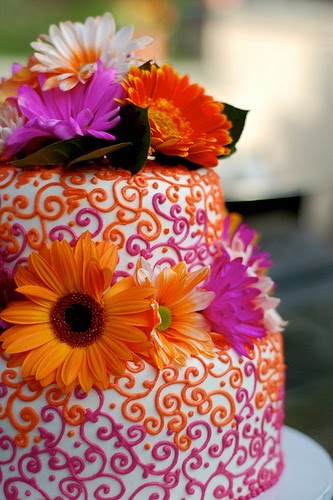 Orange And Purple Wedding Cakes