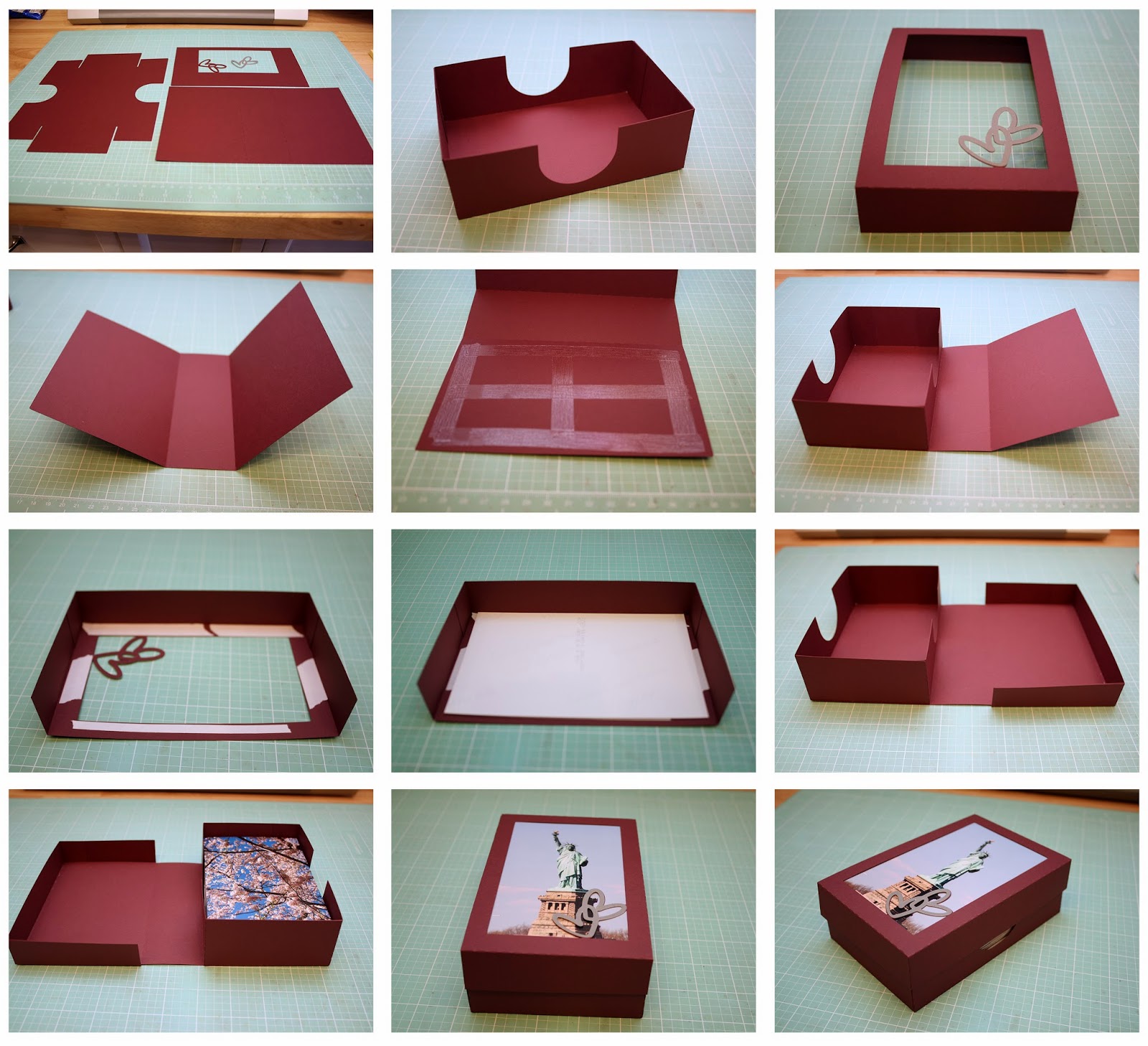 Bits of Paper Interlocking Heart Photo Boxes