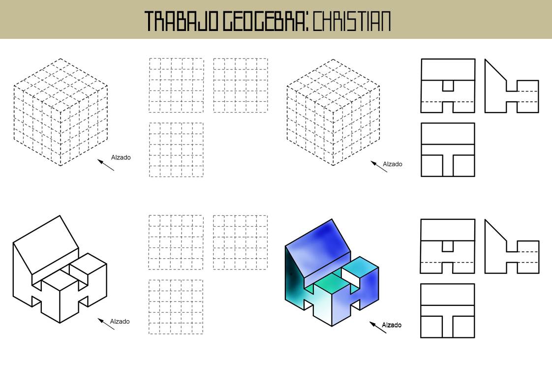 Dibujo Técnico 1º Bach. TRABAJO DE VISTAS E ISOMETRÍA CON GEOGEBRA