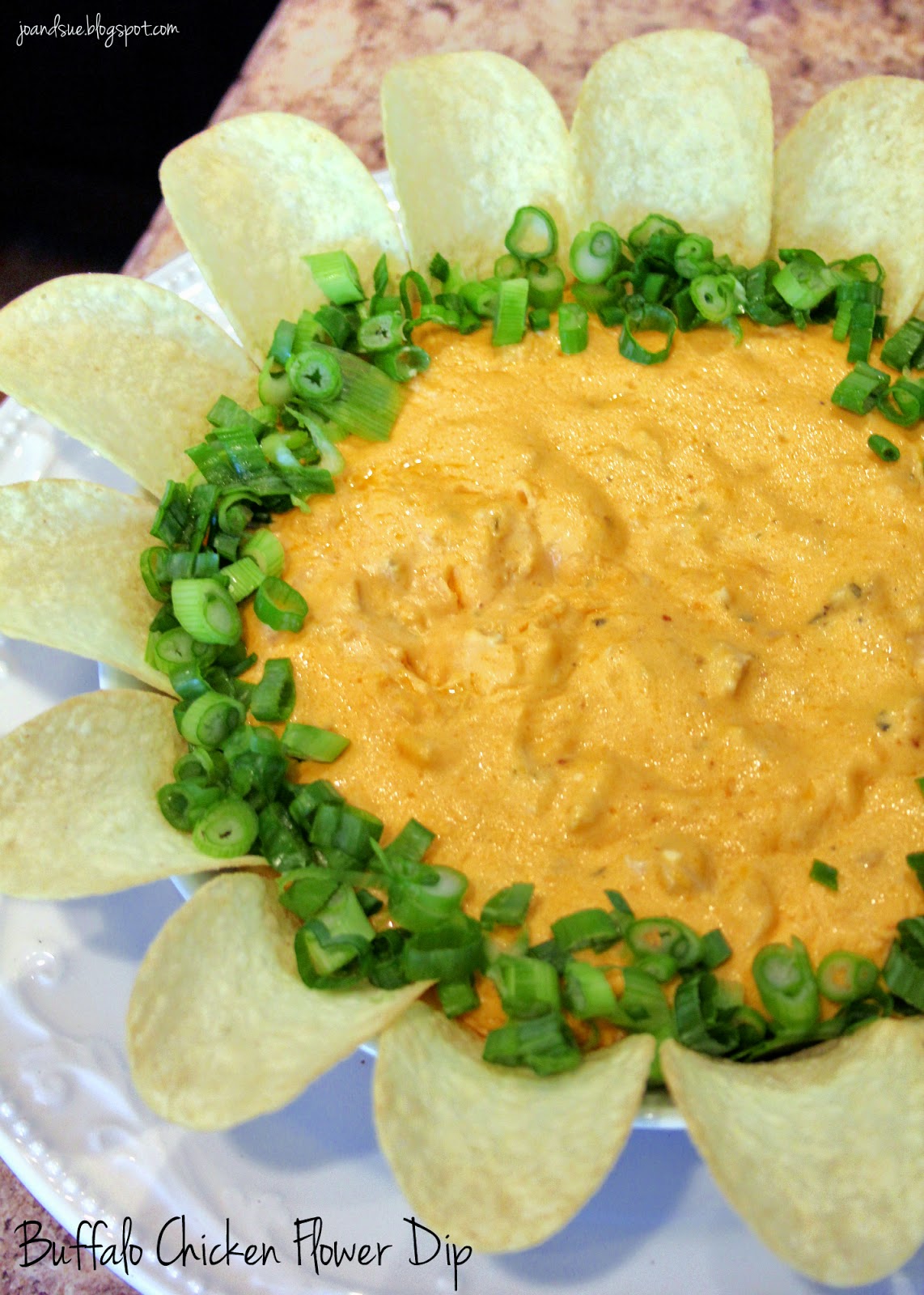 Jo and Sue Buffalo Chicken Flower Dip