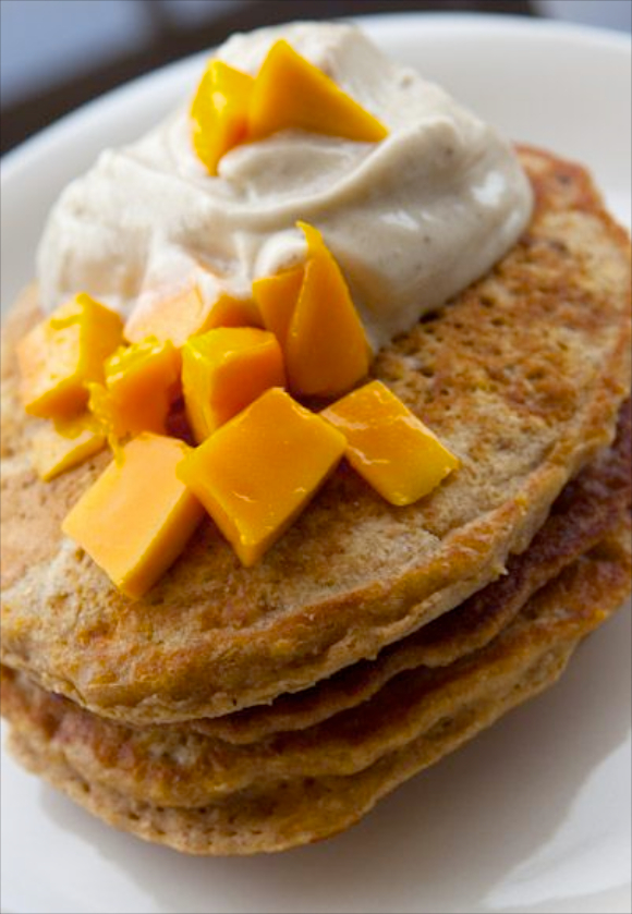 little black pearls Mango, Banana and Coconut Pancakes