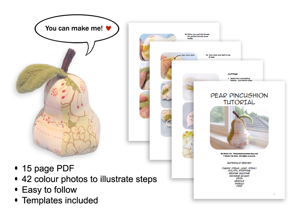 Pear Pincushion or Toy Sewing Tutorial Behind