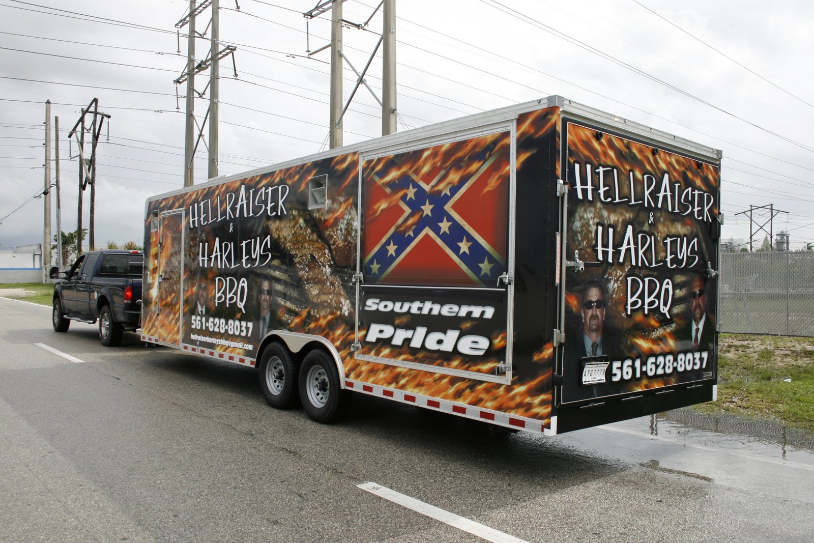 Delray Beach Food Truck Trailer Wrap for Hellraiser & Harley’s BBQ by