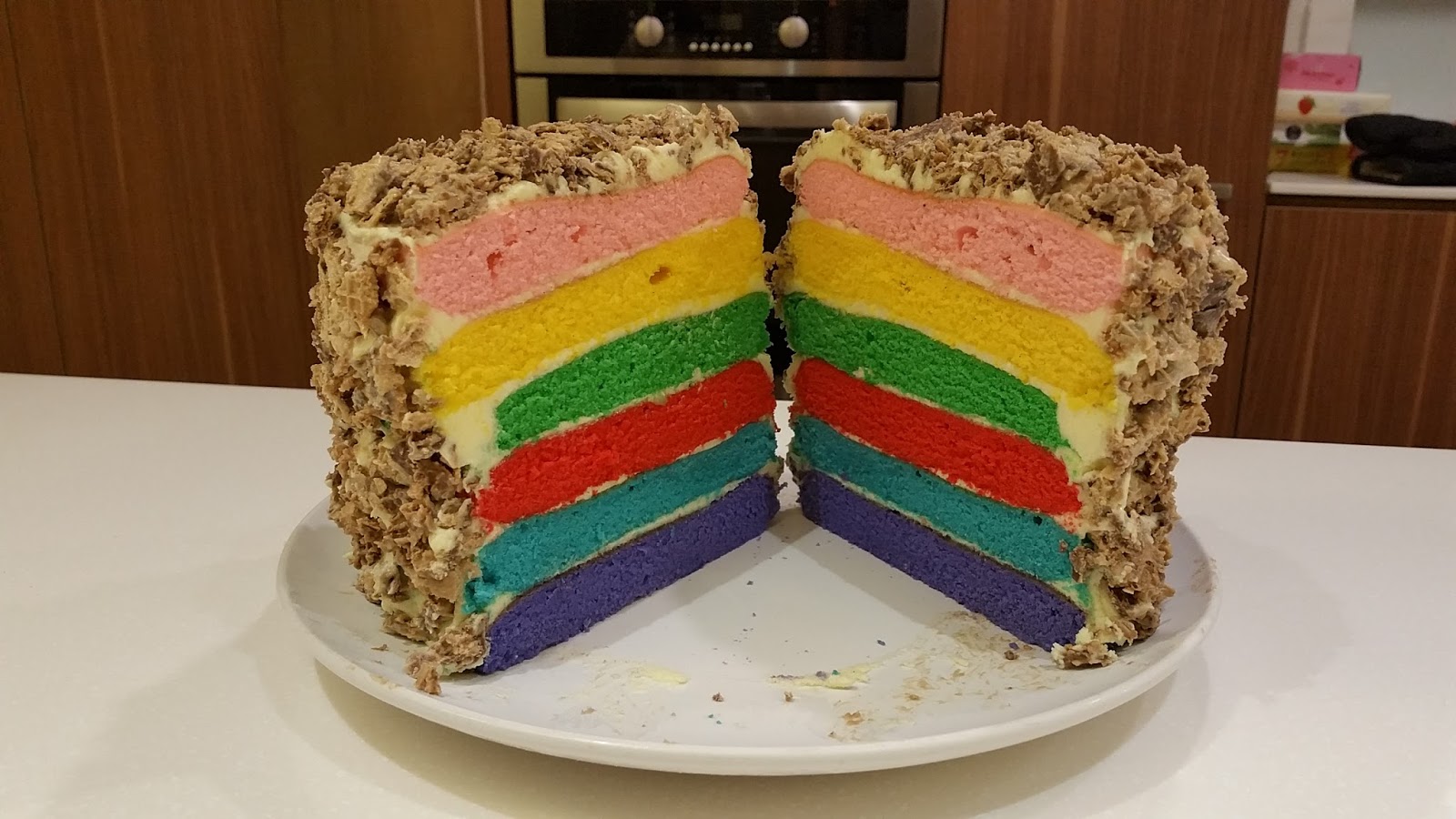 Mia's Recipe Rainbow Cake with Kinder Bueno Cream Cheese Buttercream