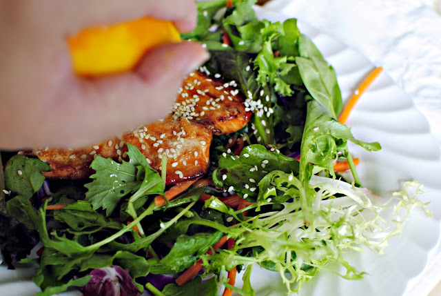 Orange Glazed Salmon Salad l SimplyScratch.com