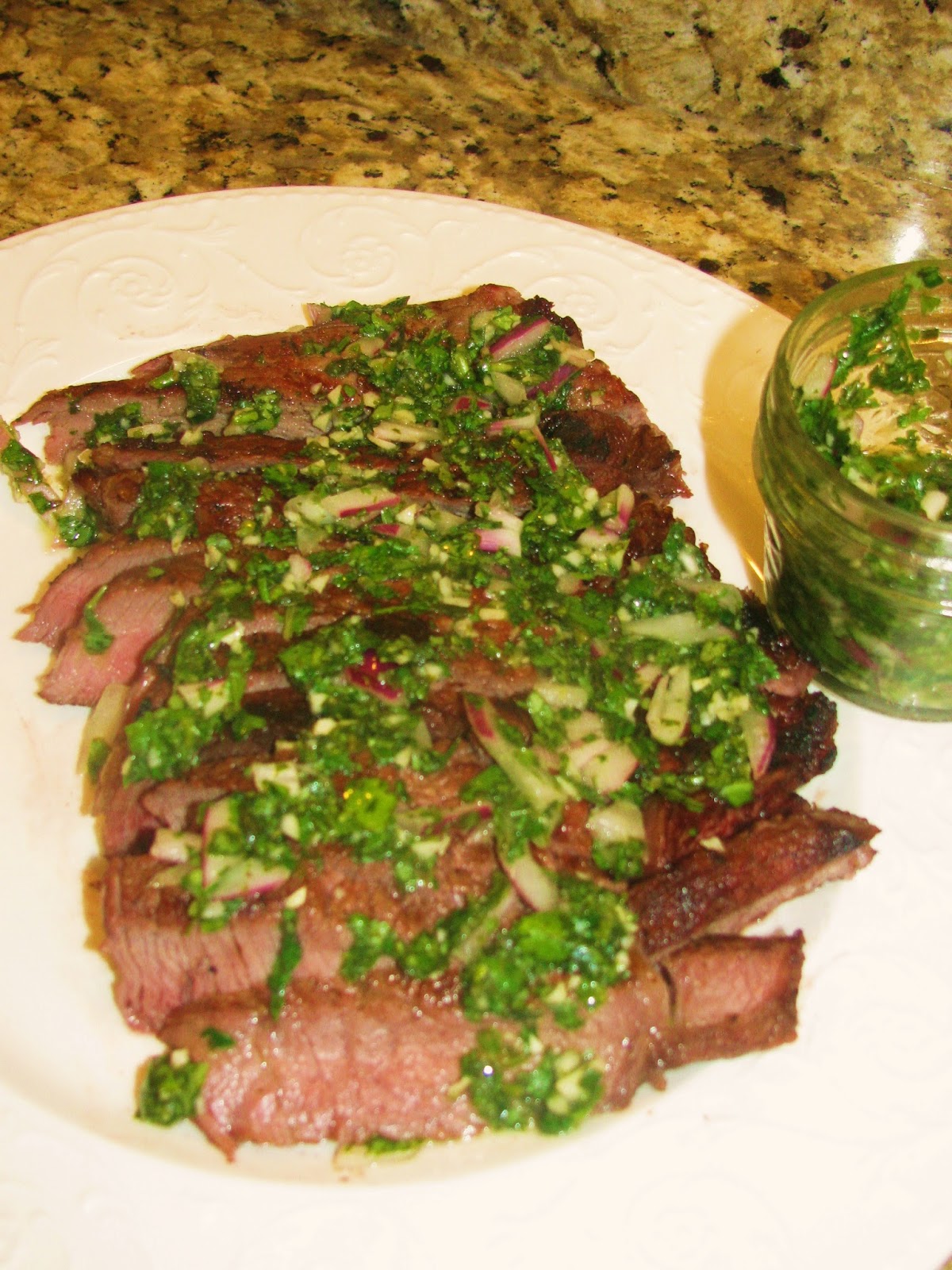 Valerie's Attempt at Pondering Grilled Skirt Steak with Herb Salsa Verde