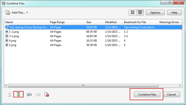 arrange added files list arrange added files list