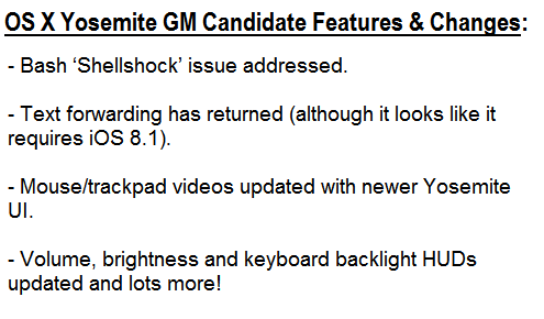 Mac OS X 10.10 Yosemite GM Candidate (14A379a) Features Mac OS X 10.10 Yosemite GM Candidate (14A379a) Features