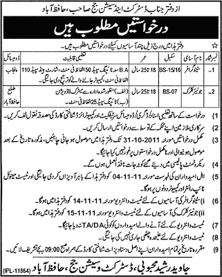 Job Opportunities in District And Session Judge Hafiz Abad