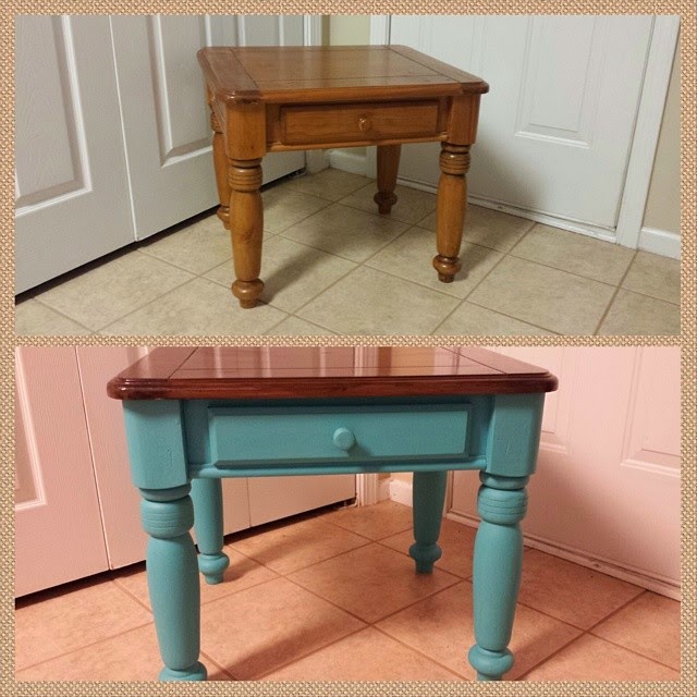 416 ReDesign Teal Stained/Painted End Table