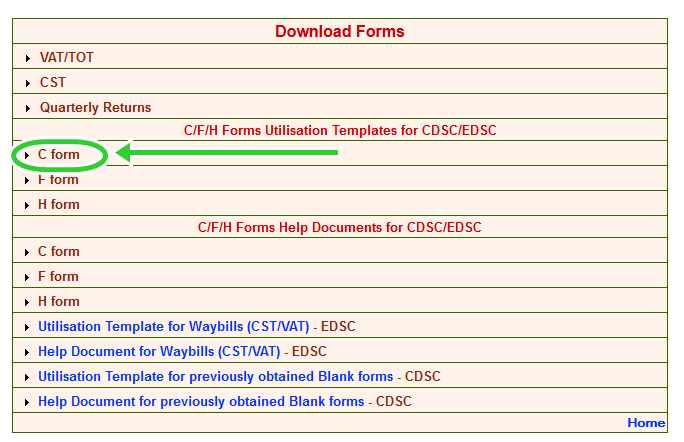 c form template download