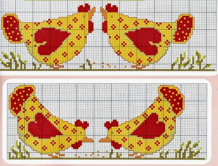 Gráficos De Galinhas Em Ponto Cruz Para Panos De Prato **Blog Amor Perfeito** Gráficos de ponto cruz: Galinhas