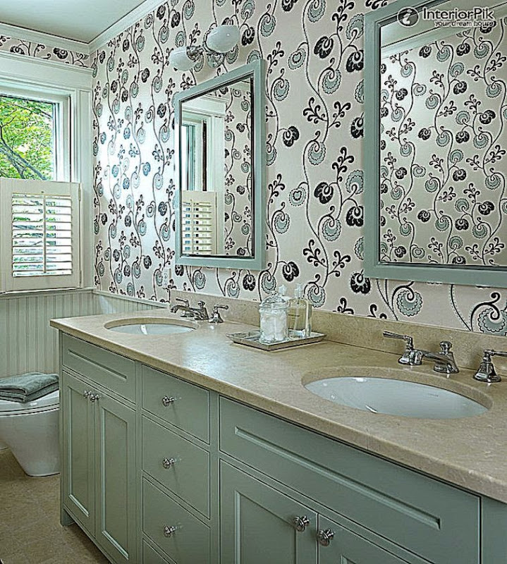 Gorgeous European Style Small Bathroom Decoration Wallpaper Gorgeous European Style Small Bathroom Decoration Wallpaper