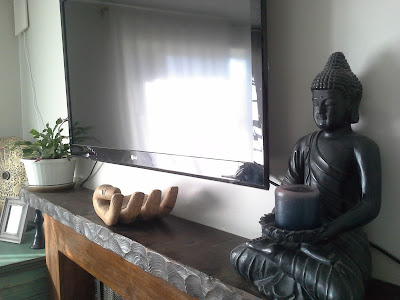 decorating fireplace mantle, Buddha, wooden hand sculpture, rustic wood mantle plant 