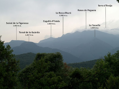 Vistes cap al Serrat de la Figarassa, el Cogulló d'Estela, la Roca d'Auró, els Rasos de Peguera... des del camí de Casadessús Vistes cap al Serrat de la Figarassa, el Cogulló d'Estela, la Roca d'Auró, els Rasos de Peguera... des del camí de Casadessús