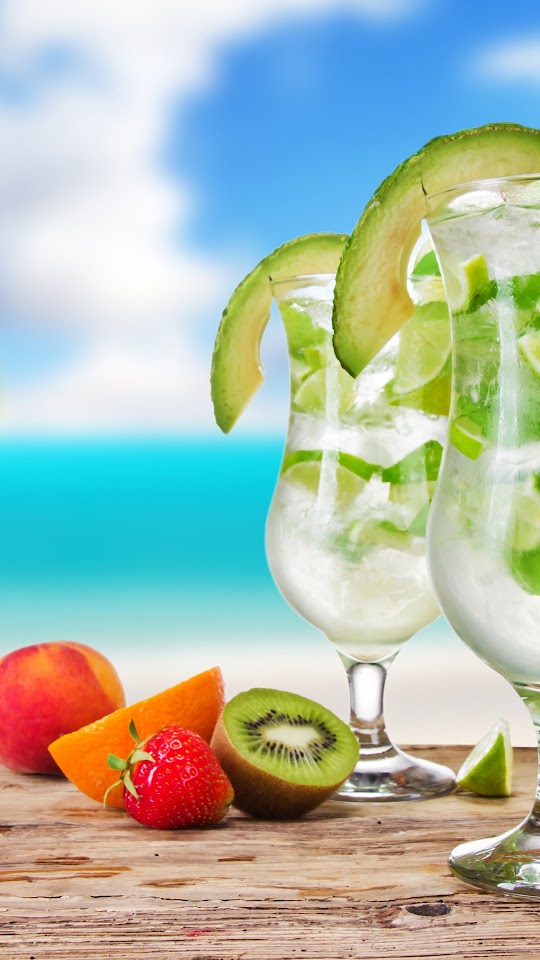 Lime Cocktails On The Beach Fresh Fruit  Android Best Wallpaper