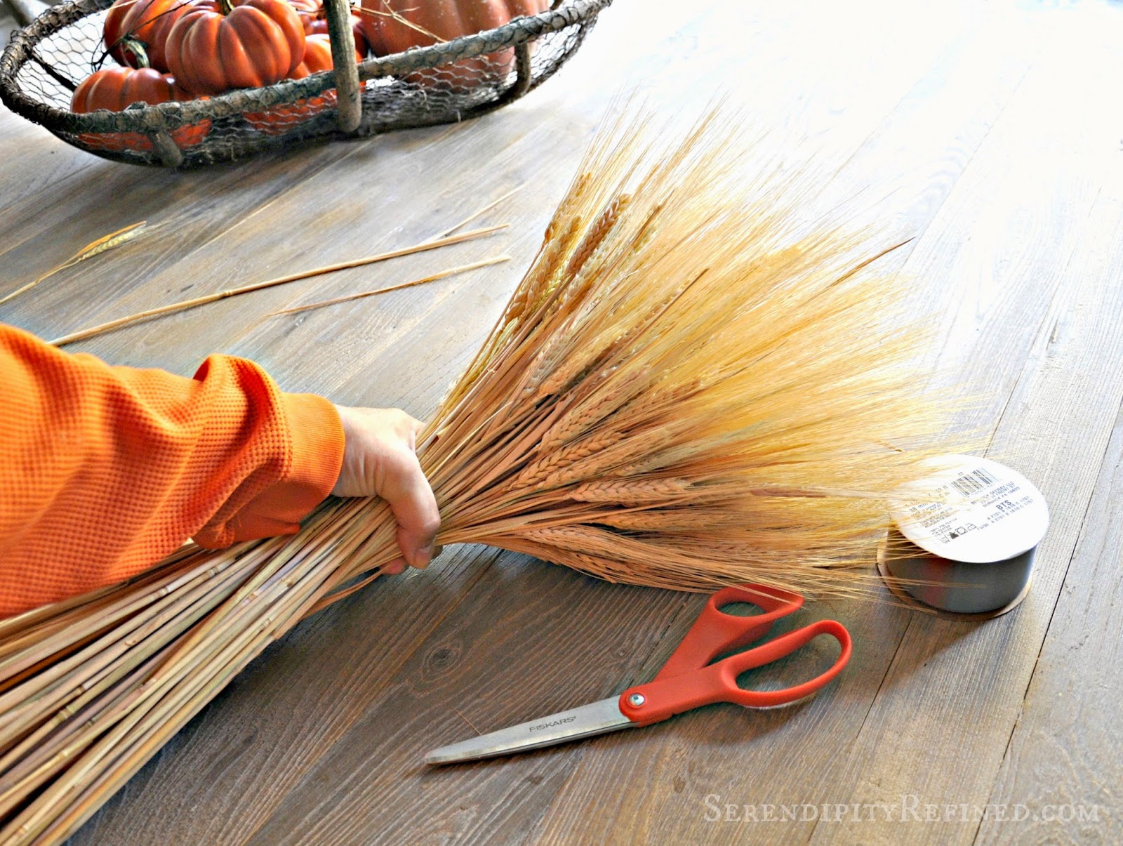 Serendipity Refined Blog DIY Fall Wheat Bundle Table Decoration